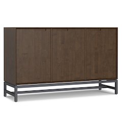 Banting Solid Hardwood 3 Door Sideboard Buffet In Walnut Brown