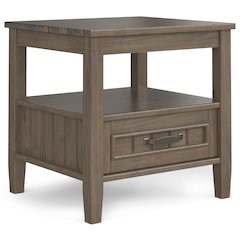 Lev Solid Wood End Table With Bottom Drawer In Smoky Brown