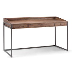 Ralston Solid Acacia Wood Desk In Rustic Natural Aged Brown