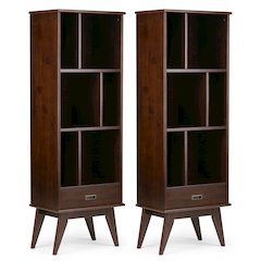 Draper 22 Inch Solid Wood 6 Cubbie Bookcase In Medium Auburn Brown (Set Of 2)
