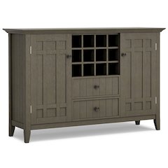 Bedford Solid Wood Sideboard Buffet And Wine Rack In Farmhouse Grey