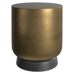 16"W Cast Aluminum Side Table in Antique Brass/Antique Bronze, Fully Assembled