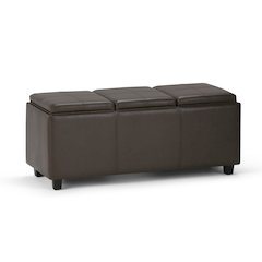 Avalon Storage Ottoman In Chocolate Brown Vegan Faux Leather