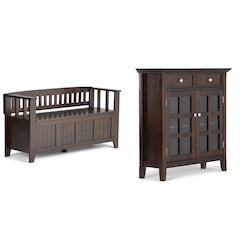 48 inch Wide Storage Bench and 36 inch Wide Storage Cabinet in Brunette Brown