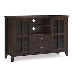 Tall Tv Media Stand In Dark Chestnut Brown For Tvs Up To 60 Inches