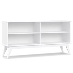 Draper Solid Hardwood 30 Inch X 64 Inch Mid Century Modern Low Bookcase In White