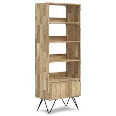 Hunter Solid Mango Wood Tall Bookcase In Natural