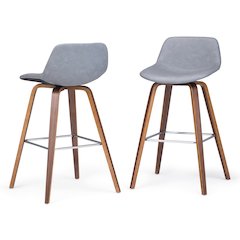 Bentwood Counter Height Stool (Set Of 2) In Stone Grey Vegan Faux Leather