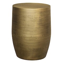 15"W Boho Morse Pattern Metal Accent Table in Antique Brass Iron, Assembled