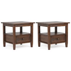20 inch Transitional End Table in Distressed Charcoal Brown (Set of 2)