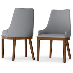 Stephanie Dining Chair (Set of 2) in Light Grey Linen Look Fabric