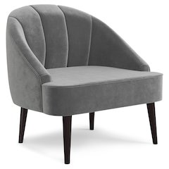 Harrah Accent Chair In Smoky Grey Velvet Fabric