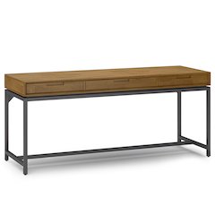 Banting Solid Hardwood Mid Century Wide Desk In Medium Saddle Brown