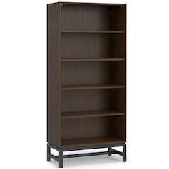 Banting Solid Hardwood Mid Century Open Shelf Bookcase In Walnut Brown
