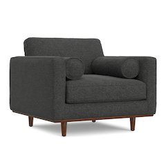 Morrison 42 inch Wide Mid-Century Modern Arm Chair in Charcoal Grey