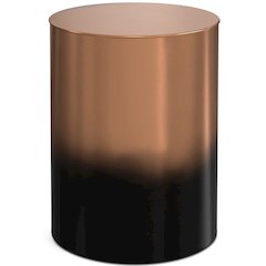 Curtis Metal Cylinder Accent Table In Ombre Black / Copper