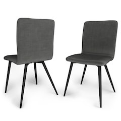 Baylor Dining Chair (Set Of 2) In Dark Grey Velvet Fabric