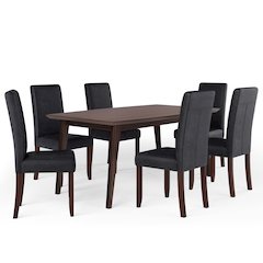 Acadian / Draper Solid Hardwood 7 Piece Dining Set In Distressed Black