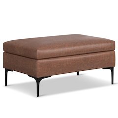 Coffee Table Ottoman In Distressed Saddle Brown Distressed Vegan Faux Leather