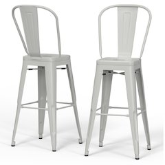 Fletcher 24 Inch Metal Counter Height Stool (Set Of 2) In White