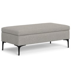 Large Coffee Table Storage Ottoman with Lift up Lid in Cloud Grey Polyester