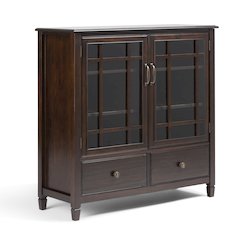 Connaught Solid Wood Tall Storage Cabinet In Dark Chestnut Brown