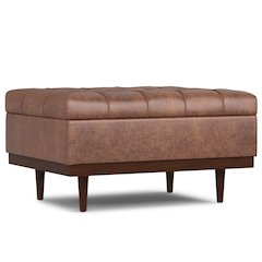 Mariah Coffee Table Storage Ottoman in Distressed Saddle Brown