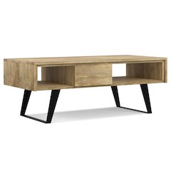Lowry Solid Mango Wood Coffee Table In Natural