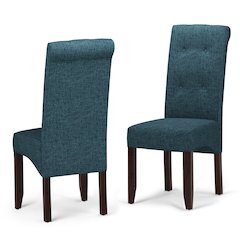 Cosmopolitan Solid Wood Deluxe Tufted Parson Chair (Set Of 2) In Denim Blue