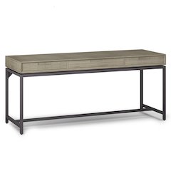 Banting Solid Hardwood Mid Century Wide Desk In Distressed Grey
