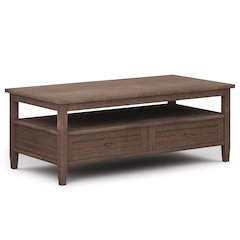 Warm Shaker Solid Wood Coffee Table In Farmhouse Brown