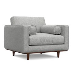42 inch Wide Mid-Century Modern Arm Chair in Mist Grey Performance Fabric