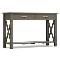 Kitchener Solid Wood Console Sofa Table In Farmhouse Grey