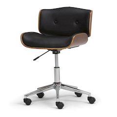 Dax Bentwood Office Chair In Black, Natural Vegan Faux Leather