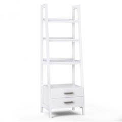 Sawhorse Solid Wood Ladder Shelf With Storage In White