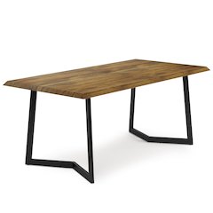 Watkins Solid Mango Wood Dining Table With Inverted Metal Base In Light Brown