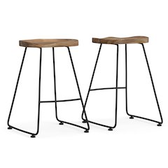 24 Inch Saddle Counter Height Stool (Set Of 2) In Natural/Black