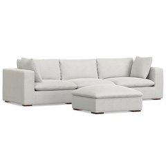 3-Seater Modular Sofa And Ottoman Set In Velvety Chenille Performance Fabric