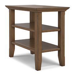 14 Wide Solid Wood Transitional Narrow Side Table in Rustic Natural Aged Brown