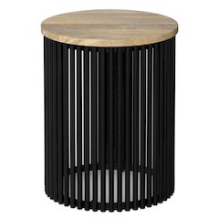 20 inch Wide Solid Mango/Metal Tall Industrial Side Table in Natura/Black