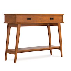 Draper 42 inch Wide Solid Wood Mid Century Modern Console Table in Teak Brown