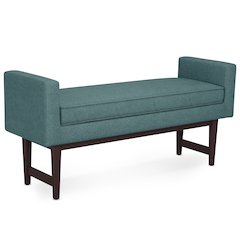 Scott Solid Hardwood Ottoman Bench In Smoky Teal