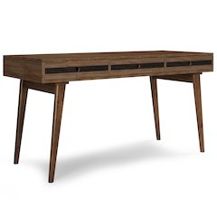 Clarkson Solid Acacia Wood Desk In Rustic Natural Aged Brown
