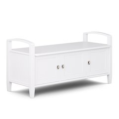 Warm Shaker 44 inch Wide Solid Wood Transitional Entryway Storage Bench in White