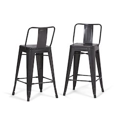 Rayne 24 Inch Metal Counter Height Stool (Set Of 2) In Grey