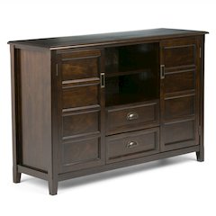 Tall Tv Media Stand In Mahogany Brown For Tvs Up To 60 Inches