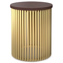 Demy Metal And Wood Accent Table In Cognac And Gold