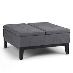 Dover Square Coffee Table Storage Ottoman In Slate Grey Linen Look Fabric