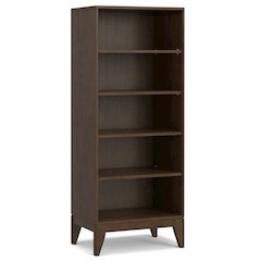 Harper Solid Hardwood 5 Shelf Bookcase In Walnut Brown