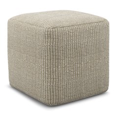 Outdoor/ Indoor Pouf In Cream And Natural Recycled Pet Polyester